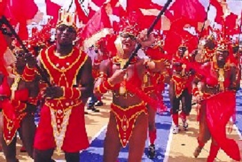 Colorfully Dressed Barbadian Dancers