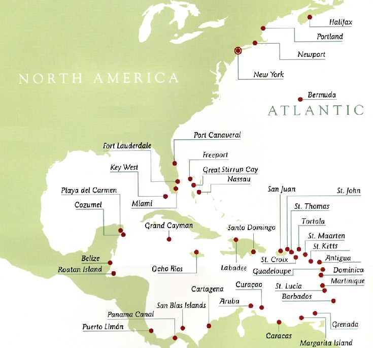 Port Maps for Caribbean, Bermuda, Bahamas, New England, Canada Cruises