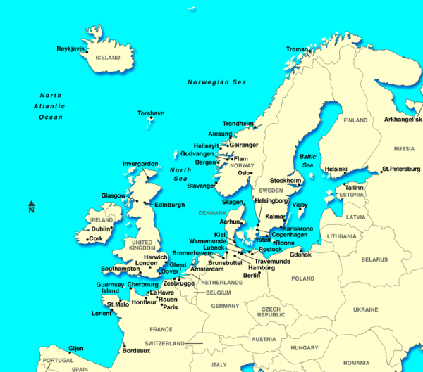 Port Maps for Transatlantic, Iceland, Greenland, northern European Cruises
