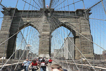 Enjoy a scenic walk across the Brooklyn Bridge